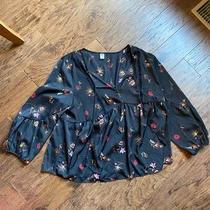 Printed Old Navy Top with Tassel Tie